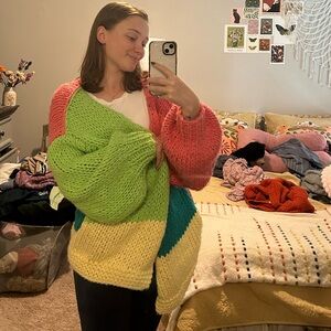 Chunky color block cardigan